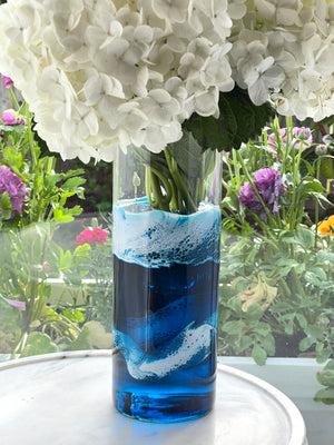 Ocean Inspired Glass Resin 10 inch Vase