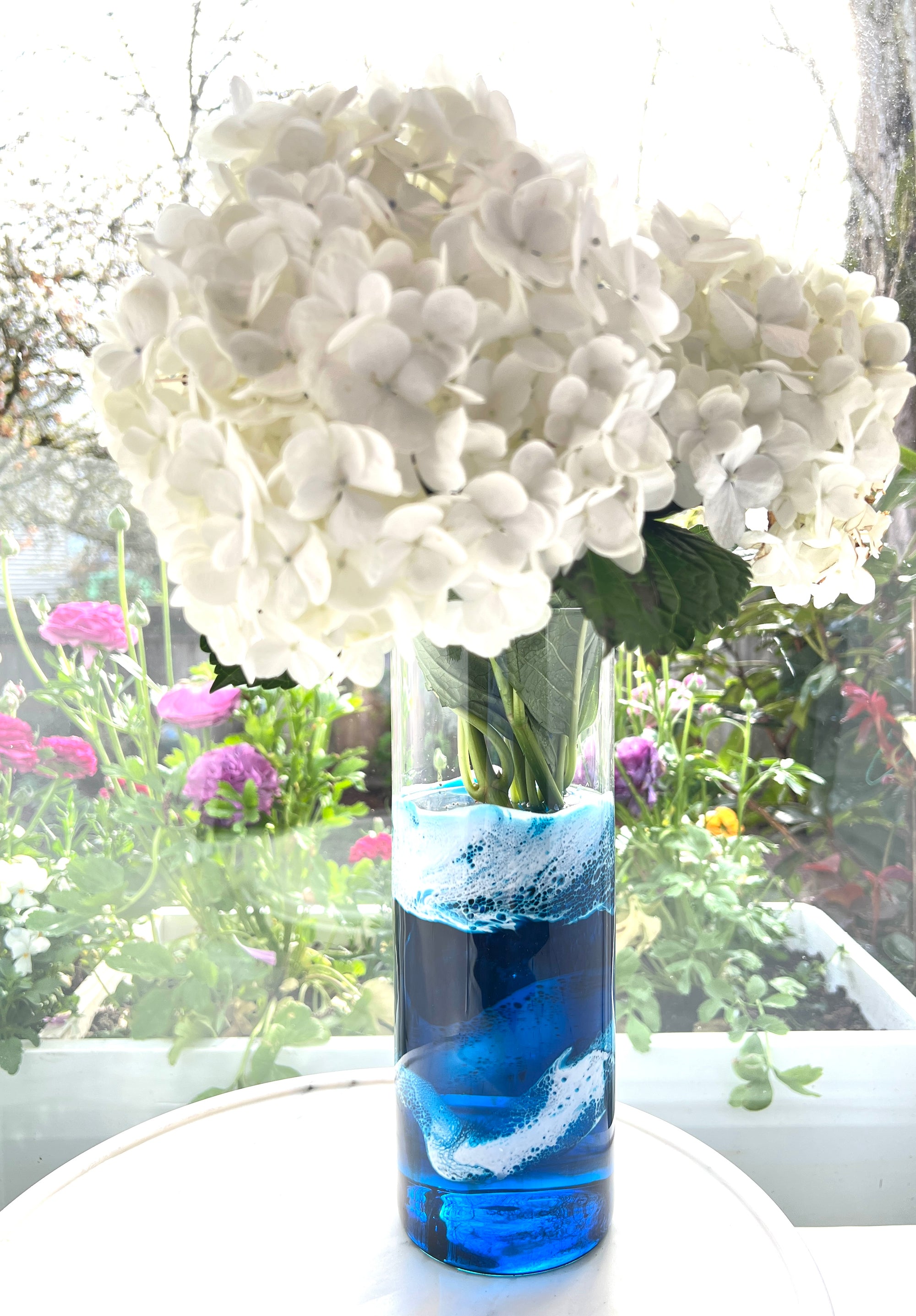 Ocean Inspired Glass Resin 10 inch Vase
