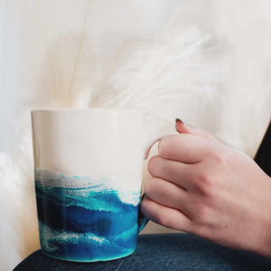 Handmade Ocean Inspired Mug, Coffee or Tea Cup large 14 ounce