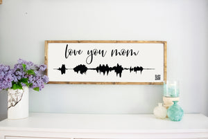 Personalized Soundwave with QR Code Framed Wood Sign, Custom Voice Recording Art