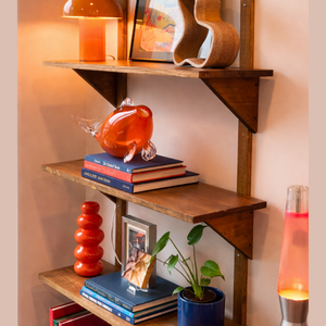 Mid Century Modern Solid Wood Wall Shelves – 3 Shelf Set, Open Wall Shelving Unit, Danish Modern Style, 48” Tall