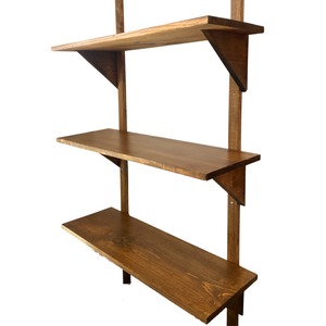 Mid Century Modern Solid Wood Wall Shelves – 3 Shelf Set, Open Wall Shelving Unit, Danish Modern Style, 48” Tall