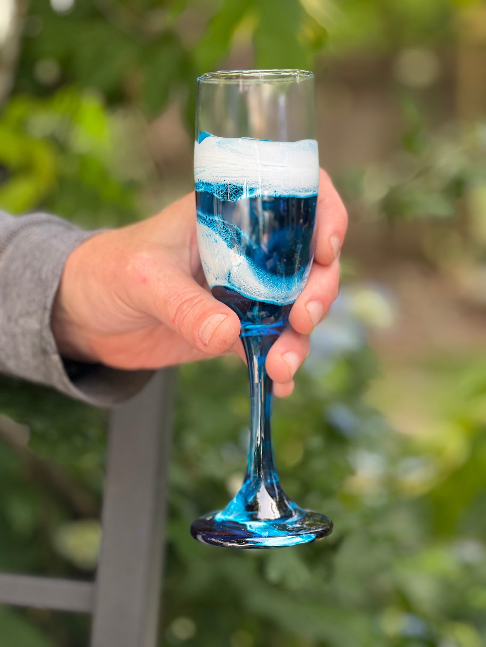 Handmade Ocean Wave Champagne Flute