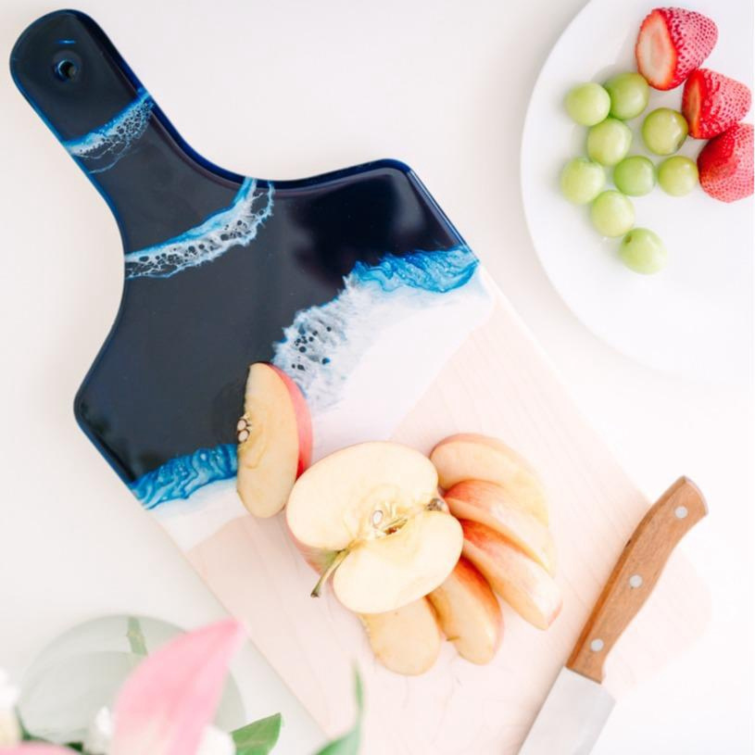 Ocean Theme Wood Cutting Board with Handle