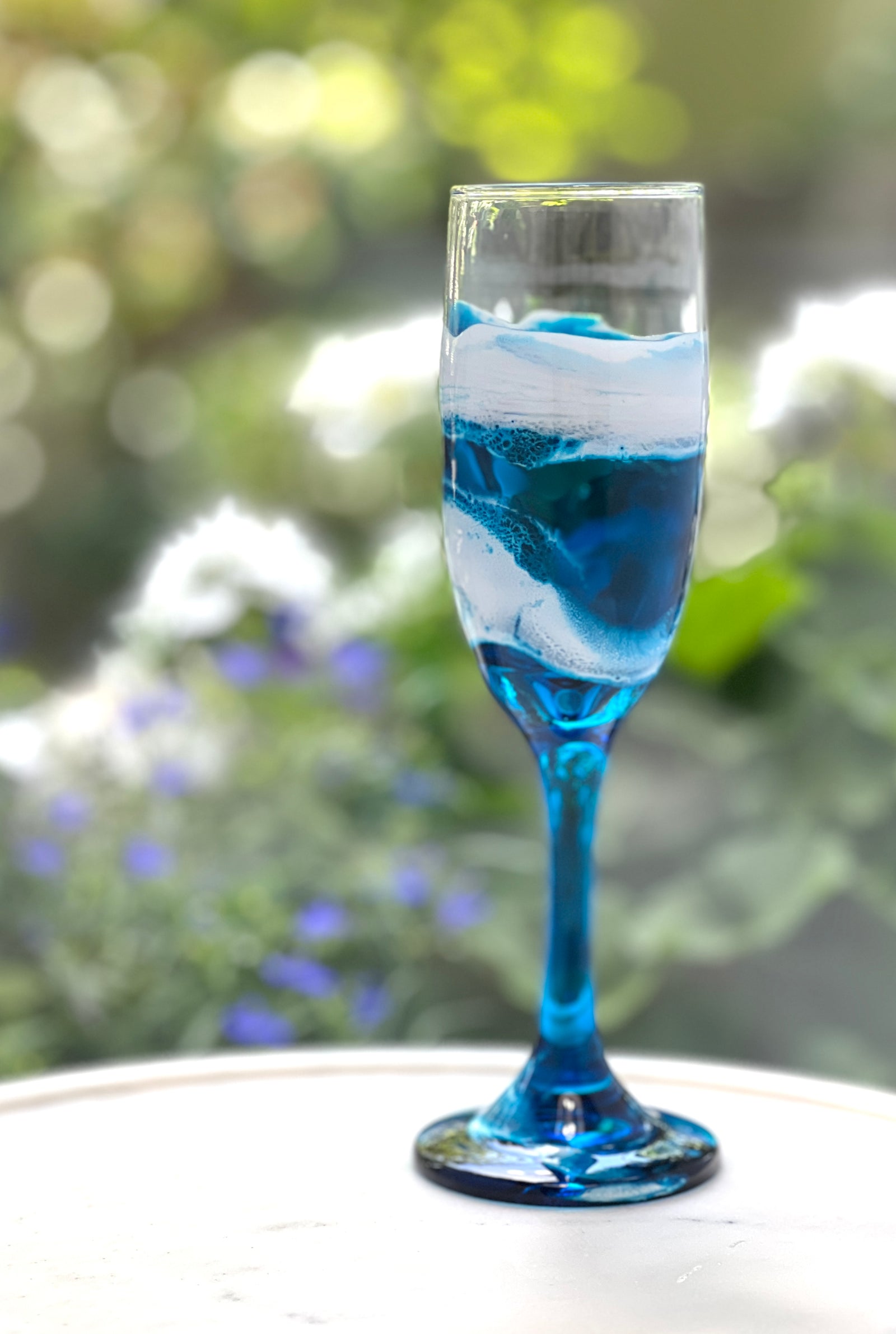 Handmade Ocean Wave Champagne Flute