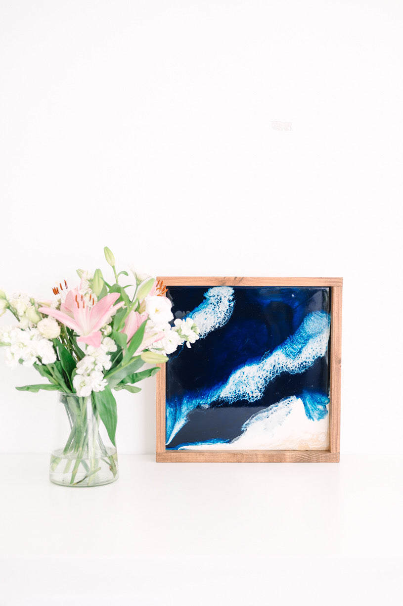 Ocean Inspired Resin Charcuterie Board, Handmade Beach Decor Serving Tray
