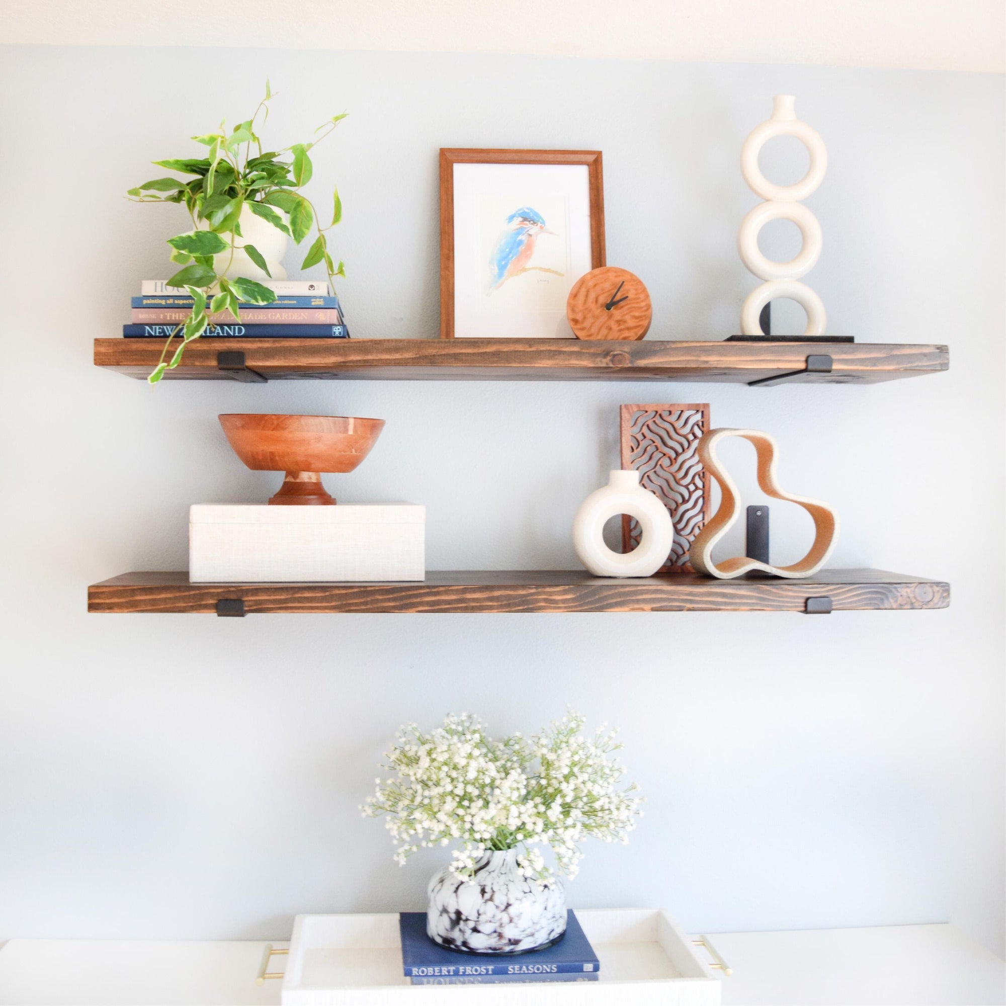 Rustic Wood Floating Shelves