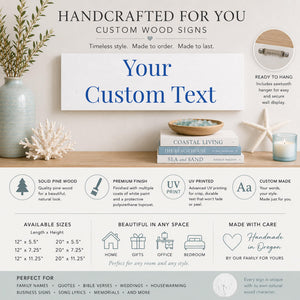 Personalized Wood Sign, Custom White Wall Sign