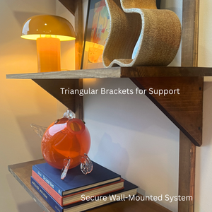 Mid Century Modern Solid Wood Wall Shelves – 3 Shelf Set, Open Wall Shelving Unit, Danish Modern Style, 48” Tall