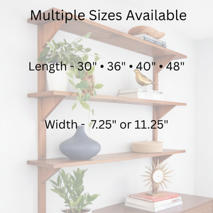 Mid Century Modern Solid Wood Wall Shelves – 3 Shelf Set, Open Wall Shelving Unit, Danish Modern Style, 48” Tall