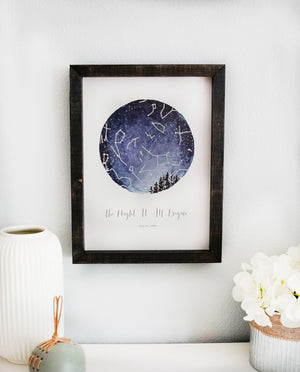 Star Constellation Map - Custom Framed and Personalized Night Sky Print