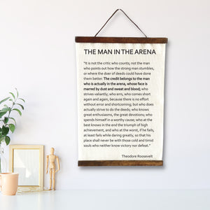 Man In The Arena or For What It's Worth Inspirational Canvas Sign -19" X 12.5" with Wooden Frame, Motivational Gifts