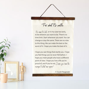 Man In The Arena or For What It's Worth Inspirational Canvas Sign -19" X 12.5" with Wooden Frame, Motivational Gifts