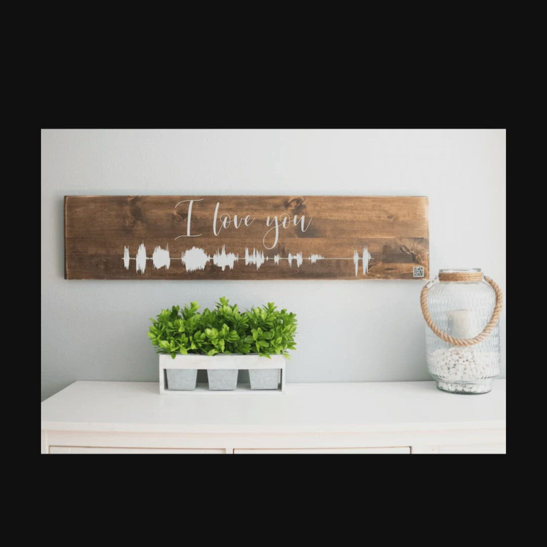 Personalized Soundwave with QR Code Wood Sign Wall Décor