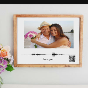 Personalized Remembrance Gift, Voice Recording Art with Photo Wood Frame