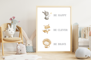 11x14 Canvas Print with Woodland Animals for Your Nursery or Kids Room. Encouraging, Motivational Wall Decor For Children