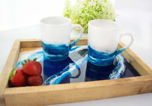 Handmade Ocean Inspired Mug, Coffee or Tea Cup large 14 ounce