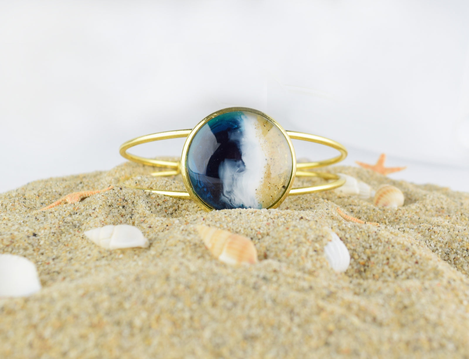 Ocean Themed Handmade bangle cuff bracelet for women