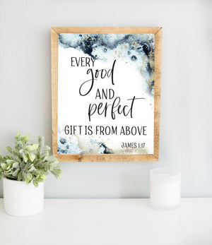 Every Good and Perfect Gift Is From Above, James 1:17 Bible Verse Wood Frame Sign, Christian Home Décor