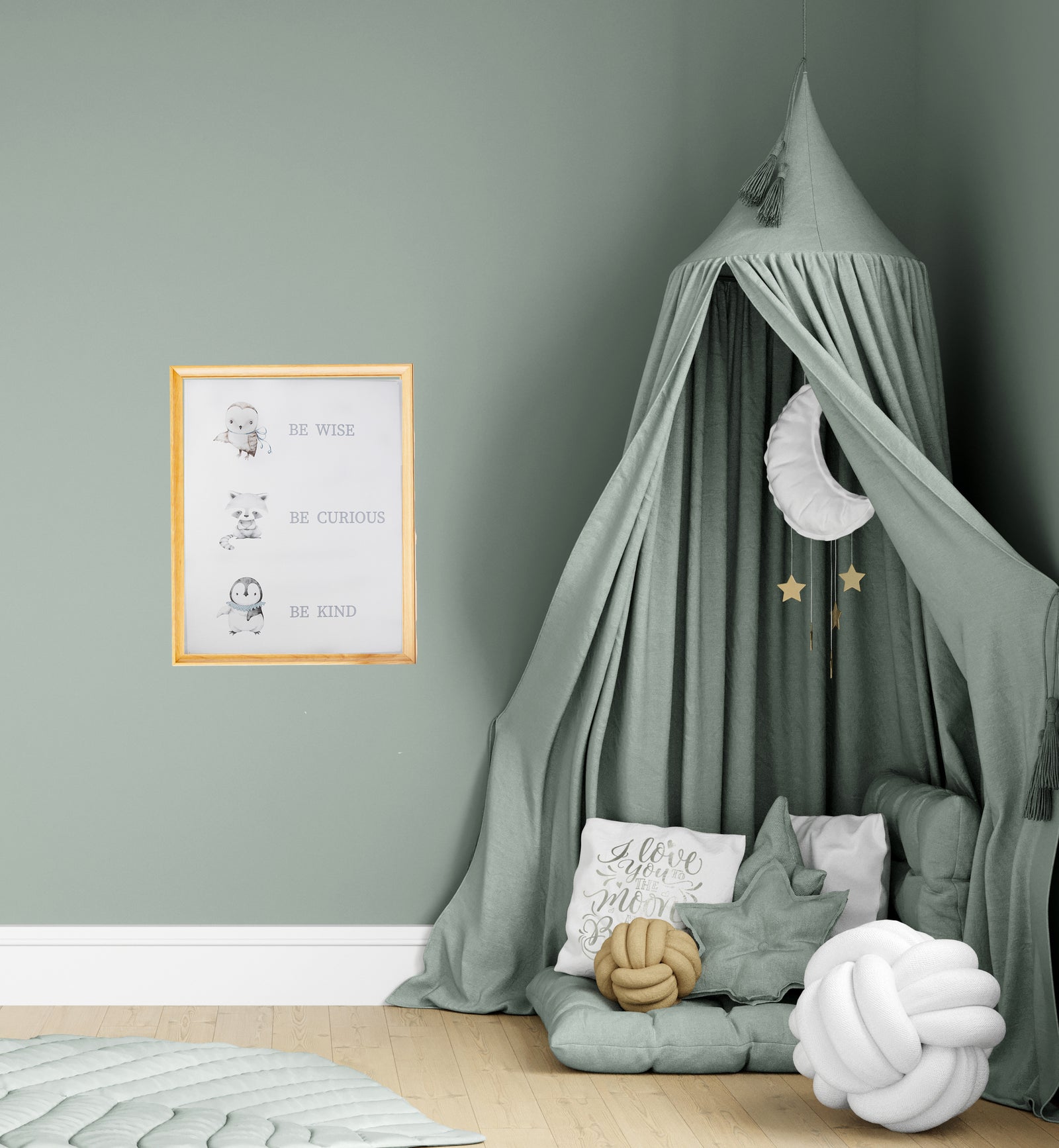 11x14 Canvas Print with Woodland Animals for Your Nursery or Kids Room. Encouraging, Motivational Wall Decor For Children