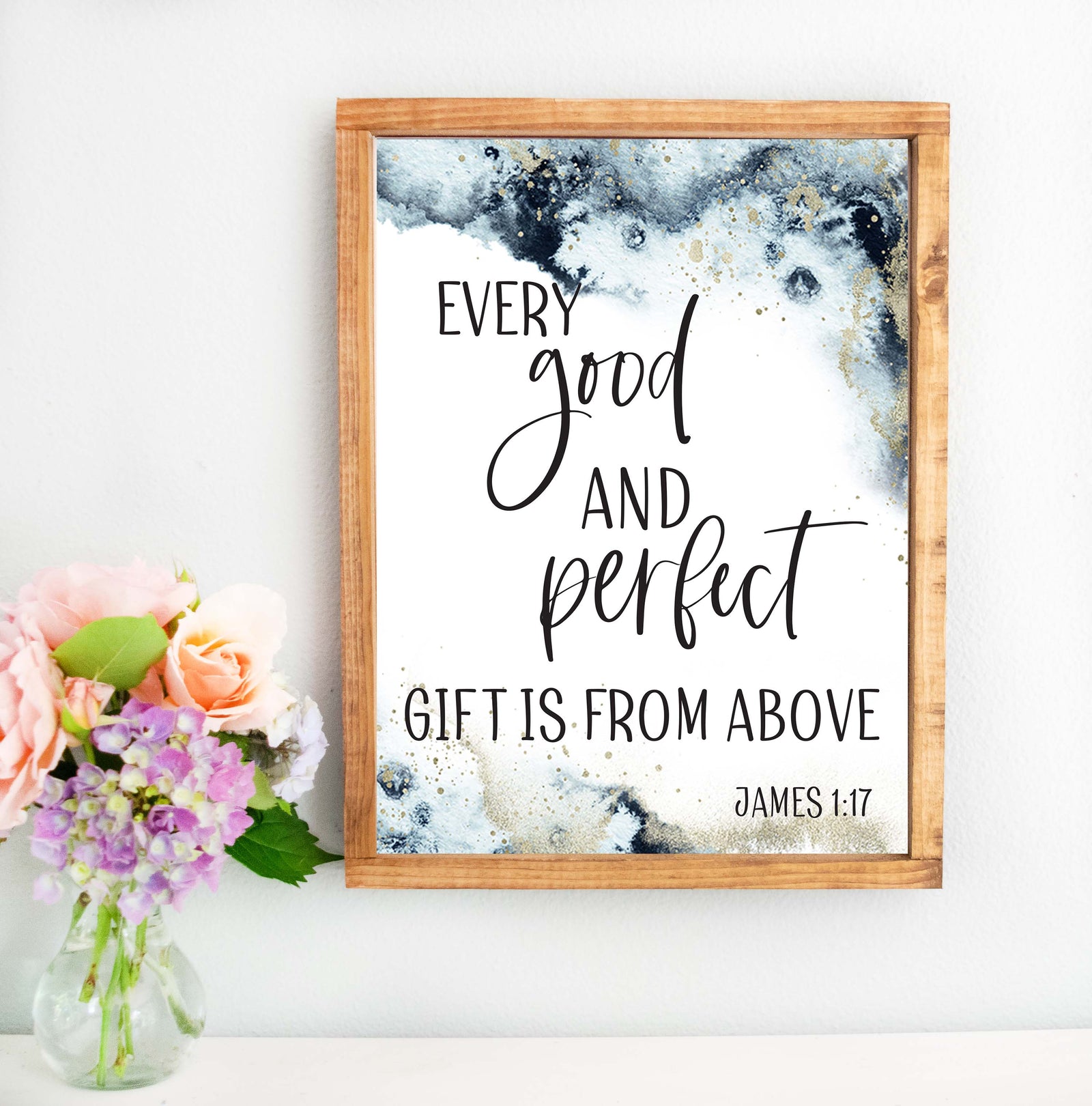 Every Good and Perfect Gift Is From Above, James 1:17 Bible Verse Wood Frame Sign, Christian Home Décor