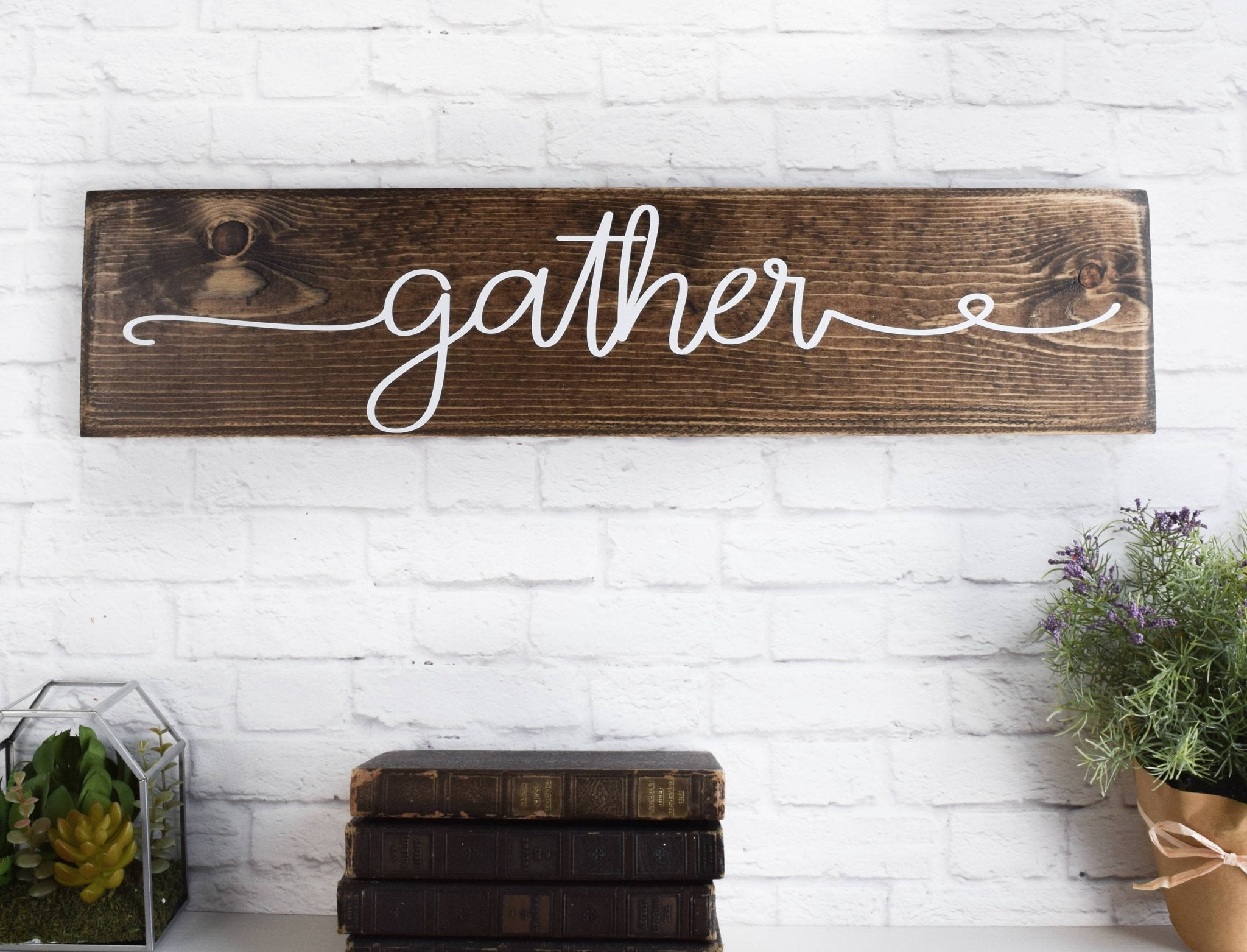 Rustic Gather Sign Gather Rustic Farmhouse Wood Sign Wall Décor - Schafer Art Studio