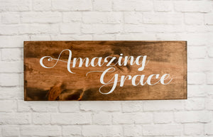 Amazing Grace wood sign saying - Christian Wall Signs - Personalized Sign for Home - Wooden Grace Sign - Farmhouse Decor - Bible Verse Decor