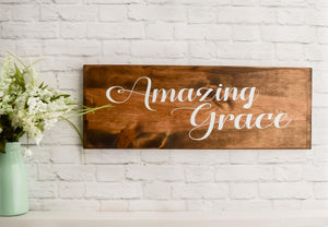 Amazing Grace wood sign saying - Christian Wall Signs - Personalized Sign for Home - Wooden Grace Sign - Farmhouse Decor - Bible Verse Decor
