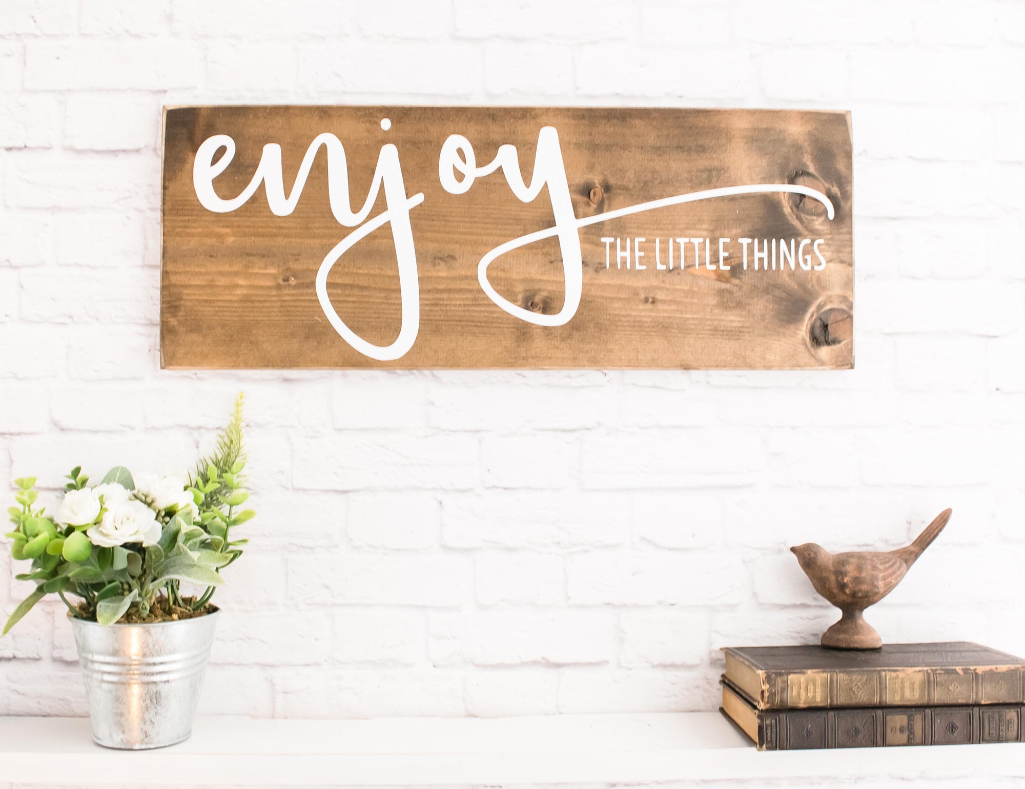Enjoy the little things wood sign saying - Rustic Wall Signs - Personalized Signs for Home - Farmhouse Wooden Sign - Family Signs