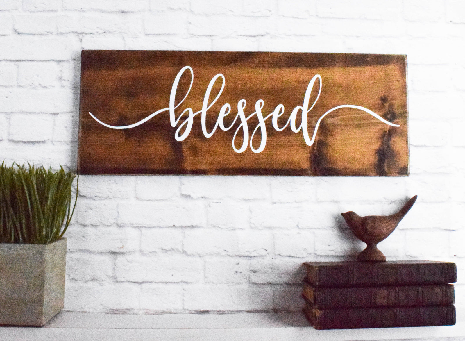 Blessed wood sign saying - Wall Signs - Personalized Signs for Home - Thankful Grateful Sign - Farmhouse Decor