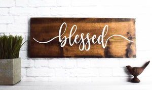 Blessed wood sign saying - Wall Signs - Personalized Signs for Home - Thankful Grateful Sign - Farmhouse Decor