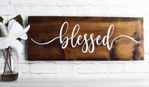 Blessed wood sign saying - Wall Signs - Personalized Signs for Home - Thankful Grateful Sign - Farmhouse Decor