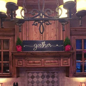 Gather Wood Sign  – Wooden Sayings Wall Décor – Rustic Farmhouse Sign – - Custom Signs Home Decor - Wooden Signs with quotes - Thanksgiving