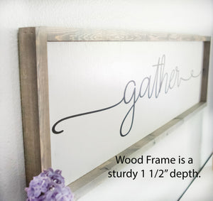Wooden Sign with Quote, Large Cursive Grateful Thankful Blessed Wood Framed Sign, home wall décor sign, big rustic far