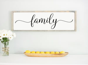 Wood Framed family Sign, wooden quote sign, home family room wall décor sign, farmhouse mantel or gallery wall, rustic farmhouse style