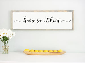 Large Home Sweet Home Wood Framed Sign, wooden sayings quote sign, real estate closing gift, rustic farmhouse mantel or gallery wall
