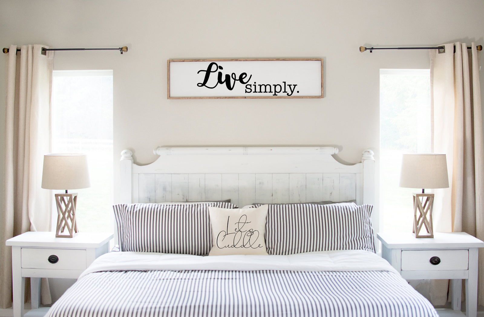Rustic White Live Simply Large Wood Framed Sign, wooden sayings quote sign, For Bedroom Family Living Room,  Home Family Farmhouse Style