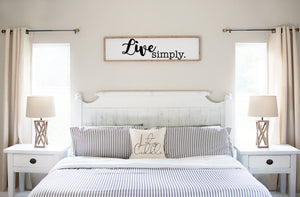 Rustic White Live Simply Large Wood Framed Sign, wooden sayings quote sign, For Bedroom Family Living Room,  Home Family Farmhouse Style