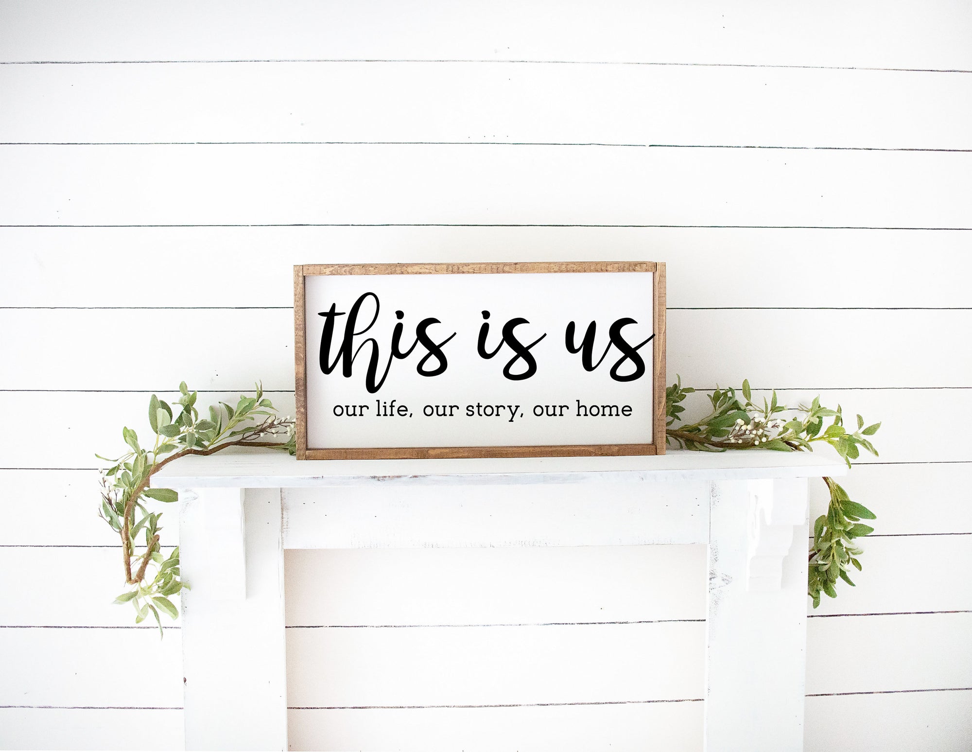 This Is Us Rustic White Large Wood Framed Sign, wooden sayings quote sign,  Anniversary Gift, Family Sign, Signs for Home, Large Wall Art