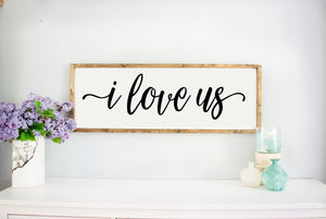 Bedroom Signs Framed White I Love Us Sign Master Bedroom Wall Decor Above Bed Signs, Rustic Farmhouse Wall Decor, Anniversary Wedding Gift