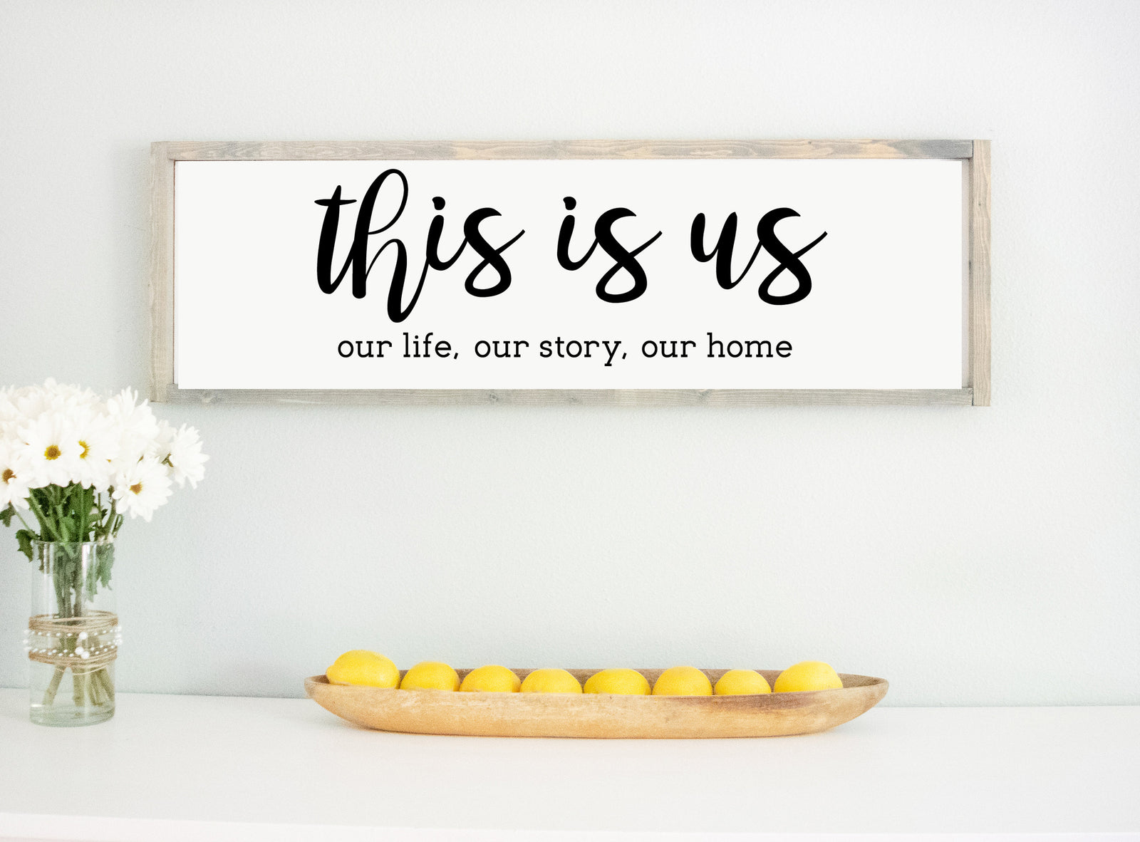 This Is Us Rustic White Large Wood Framed Sign, wooden sayings quote sign,  Anniversary Gift, Family Sign, Signs for Home, Large Wall Art