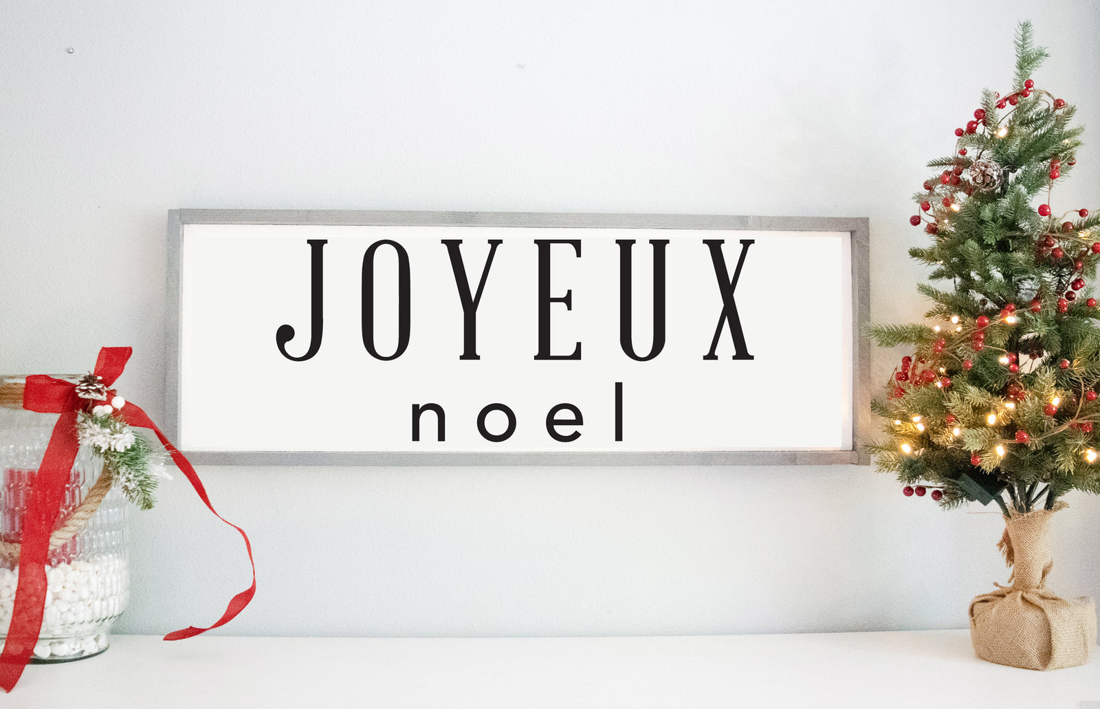Joyeux Noel Christmas  Rustic Handmade Farmhouse Wood Sign Holiday Sign - Christmas Wall Decor Framed Wooden Wall Decor Farmhouse Decor
