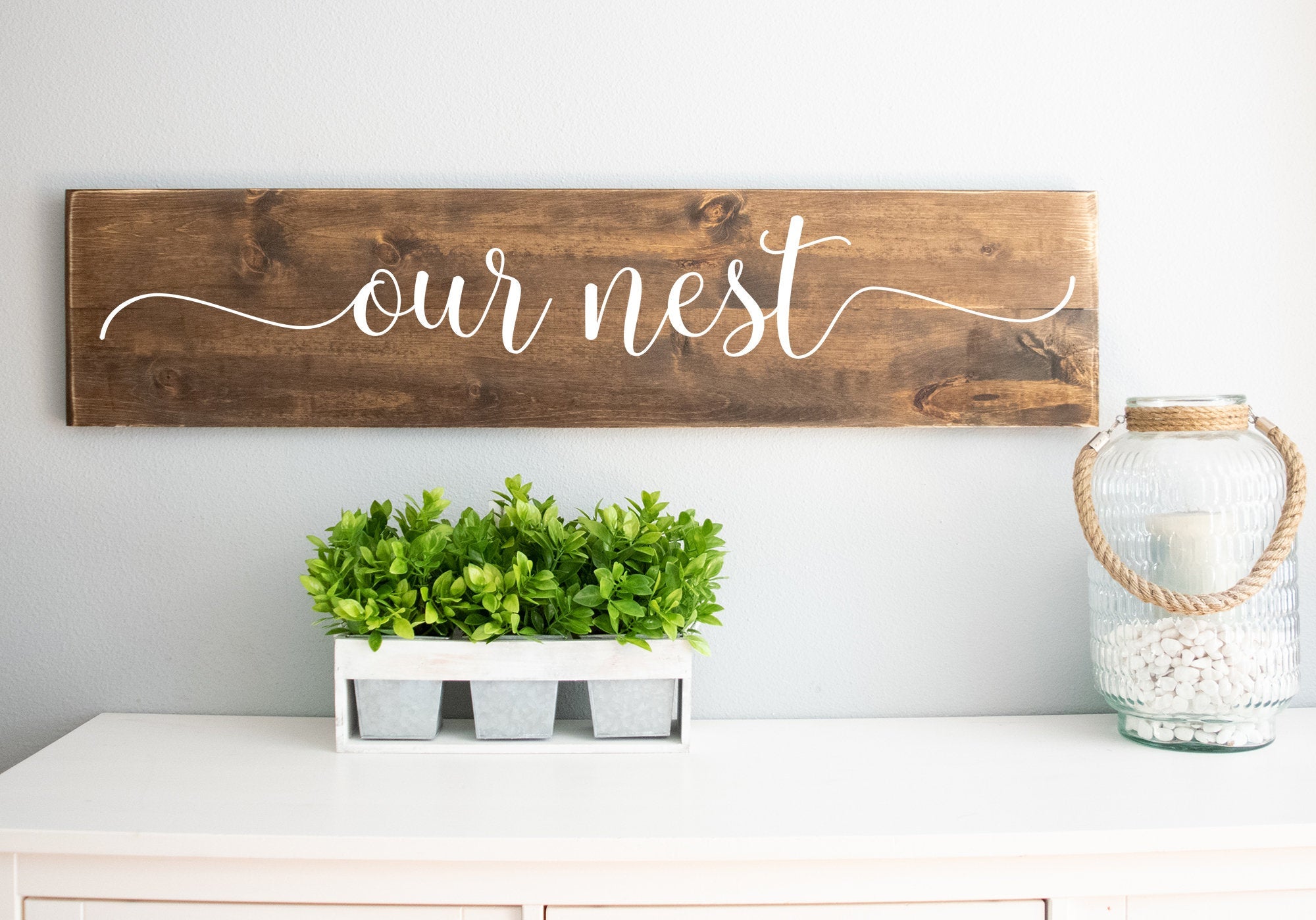 Our Nest Large Wood Sign, Farmhouse Wall Décor, Family Room Wall Decor,  Custom Wood Signs, Rustic Distressed Sign, Housewarming Gift