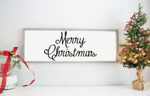 Merry Christmas wooden sign - Rustic Farmhouse Wood Wall Signs - Personalized Signs for Home - Holiday Sign - Christmas Wall Decor - Cursive