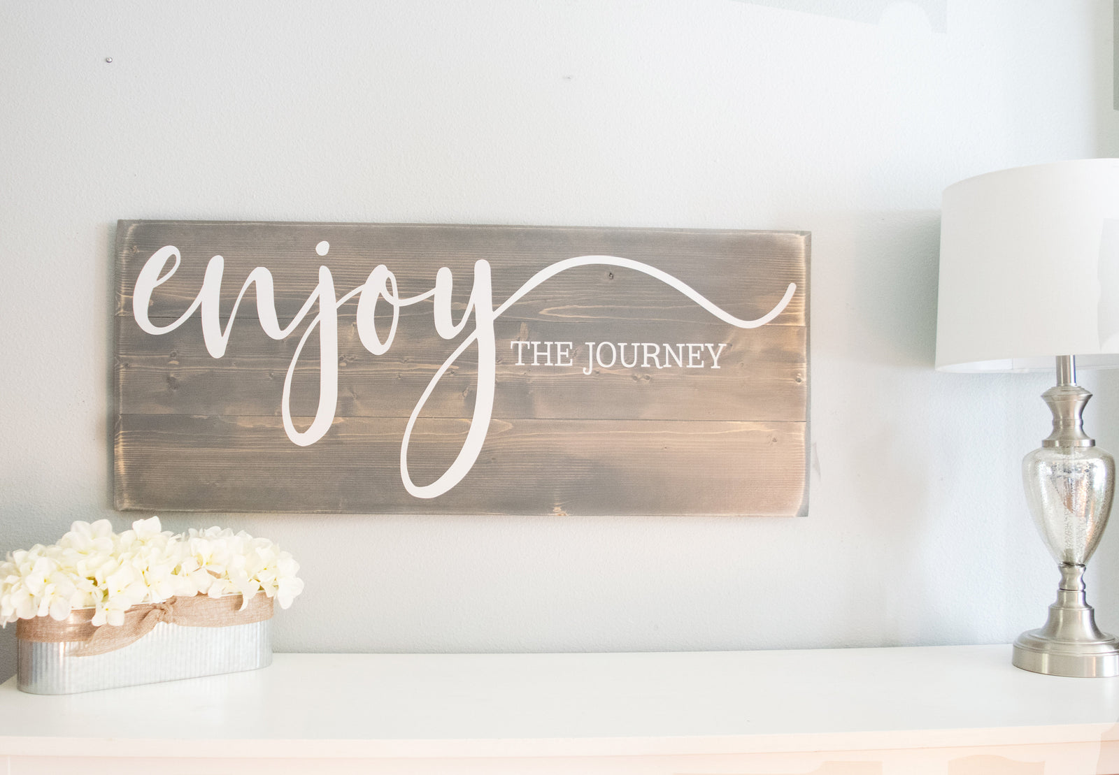 Enjoy the journey wood sign saying - Rustic Wall Signs - Personalized Home Signs - Farmhouse Wooden Sign - Traveler's gift sign wall hanging