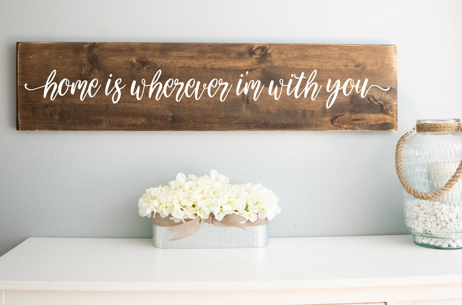 Home Is Wherever I Am With You Rustic Wood Sign – Master Bedroom Wooden Home Wall Décor - Farmhouse Bedroom Above Bed Wood Sign