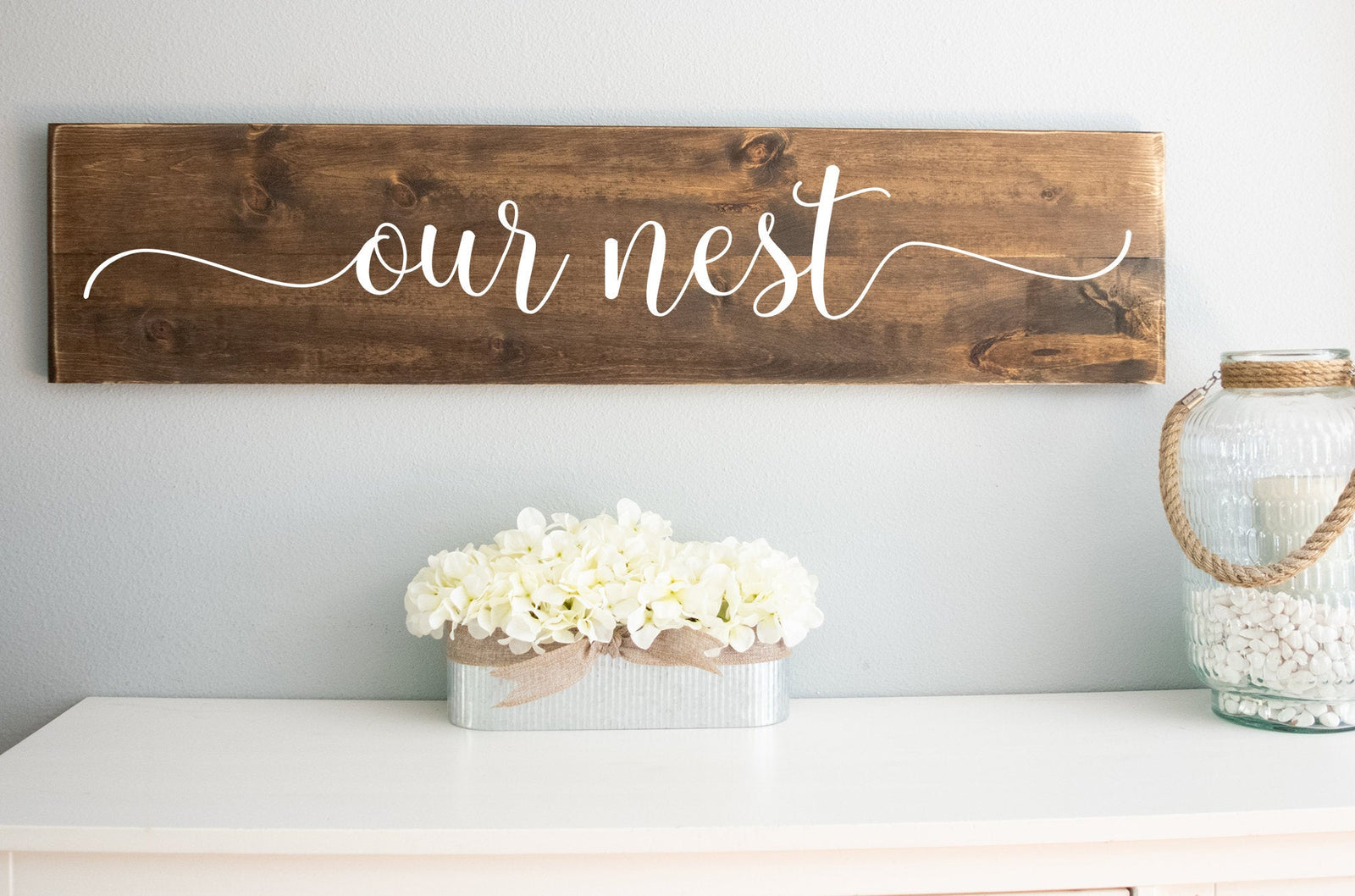 Our Nest Large Wood Sign, Farmhouse Wall Décor, Family Room Wall Decor,  Custom Wood Signs, Rustic Distressed Sign, Housewarming Gift