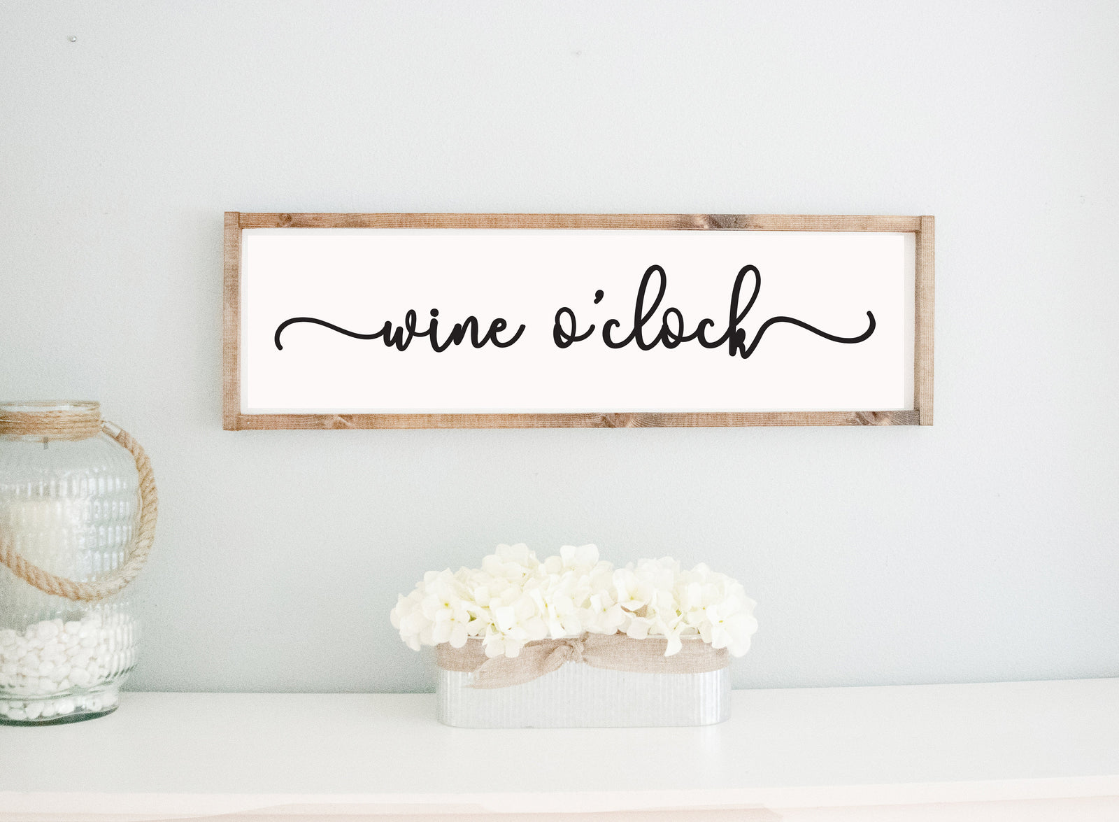 Wine O'clock Large Wood Framed Sign, wooden sayings quote sign,Kitchen Wall Decor rustic farmhouse , Wine Lovers Gift, Funny Sign Sayings