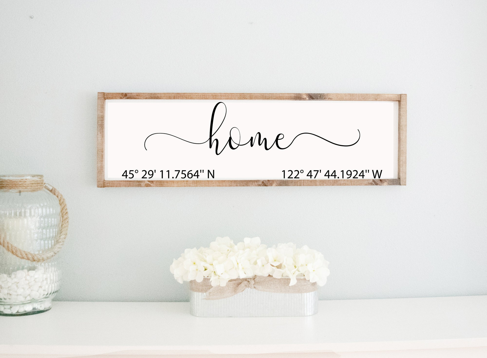Wood Framed Longitude Latitude Sign - GPS Coordinates Wooden Wall Decor - Unique Wedding Gift Personalized Wooden Home - Anniversary Gift