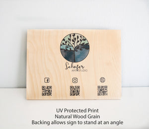 QR Code Wood Sign with Business  Logo, Scan To Pay, Venmo, Social Media Sign, Restaurant Menu sign, Scannable QR Code, Multiple QR Codes